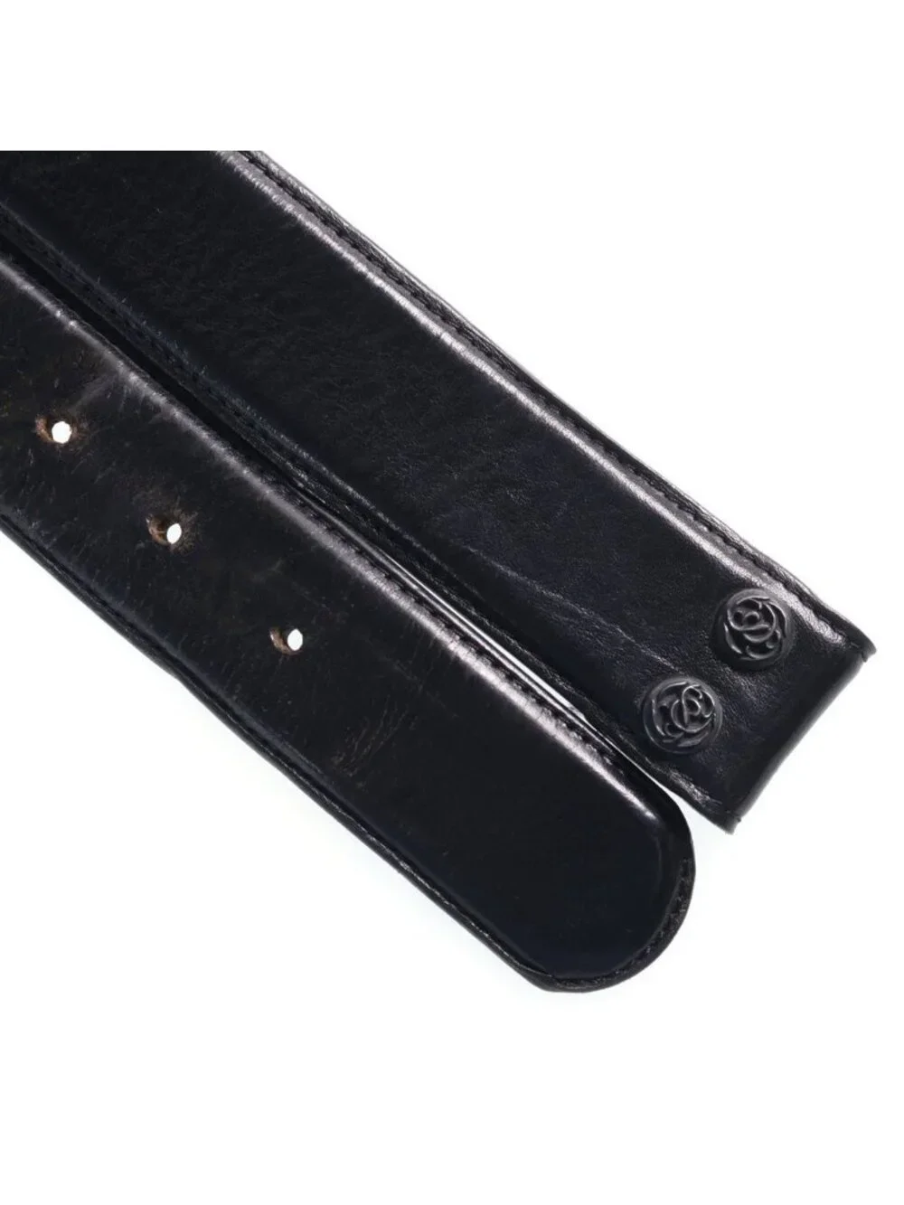 Chrome Hearts 1.5 Strap Floral Label Rivets Leather Belt Black